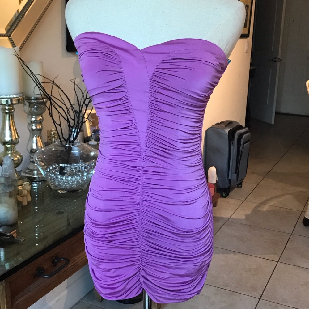 Marciano Strapless Dress in Vibrant Purple